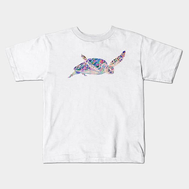 Sea Turtle Painting Kids T-Shirt by CunninghamWatercolors